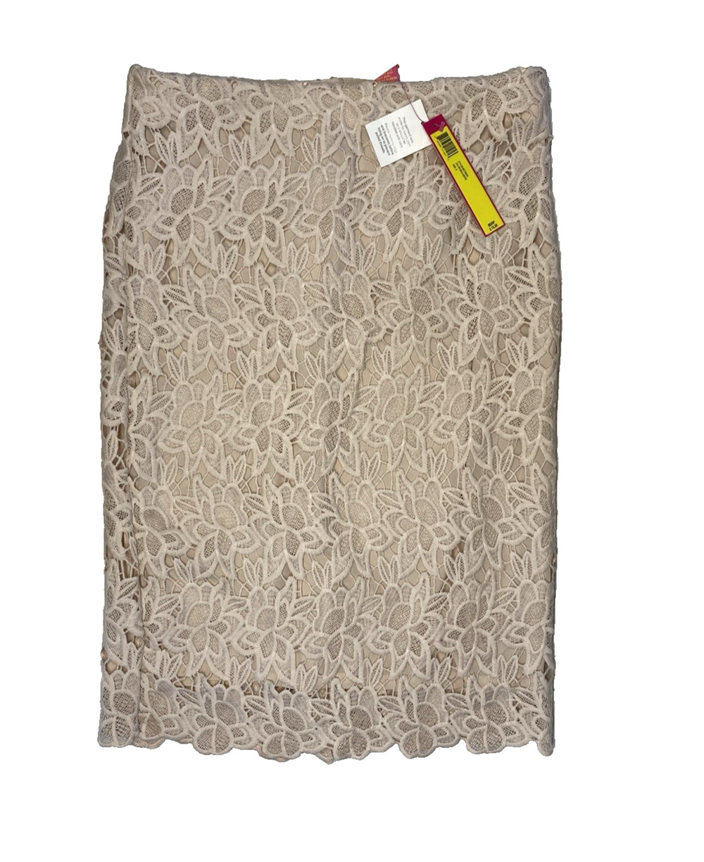 Catherine Malandrino Skirt Sz 6 NEW Nude Beige Career Office Bridal Lace Pencil